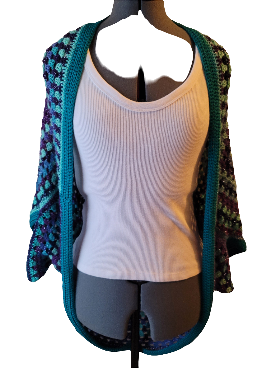 Rigel the Star Cardigan, Blue Purple Turquoise Handmade Cardigan