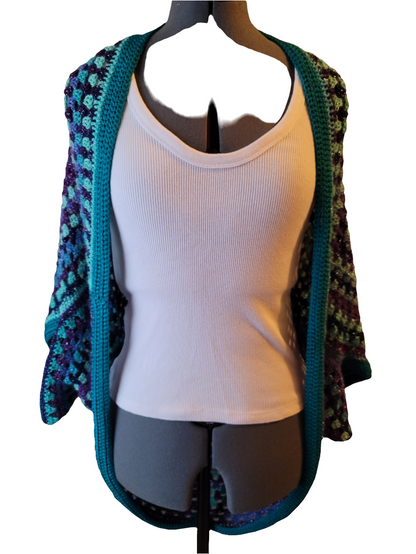 Rigel the Star Cardigan, Blue Purple Turquoise Handmade Cardigan