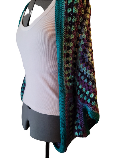 Rigel the Star Cardigan, Blue Purple Turquoise Handmade Cardigan