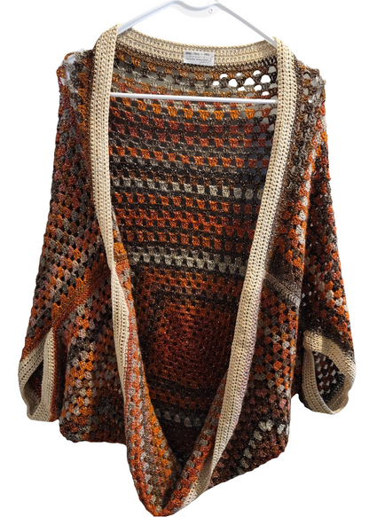 Magnitude Cardigan, Orange Rust Brown Tan Handmade Cardigan