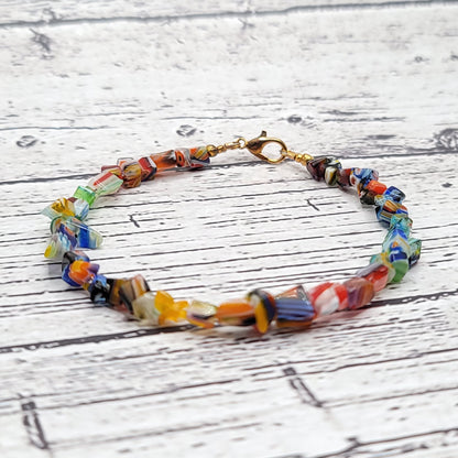 Rainbow Millefiori Chip Bracelet